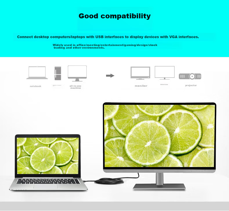 LinkStone USB to VGA Converter Cable, Screen Mirroring Cable, Laptop High-Definition Adapter Screen Casting Cable, Projector Connector, Monitor Interface TV Expansion Screen Mirroring Video Converter 2
