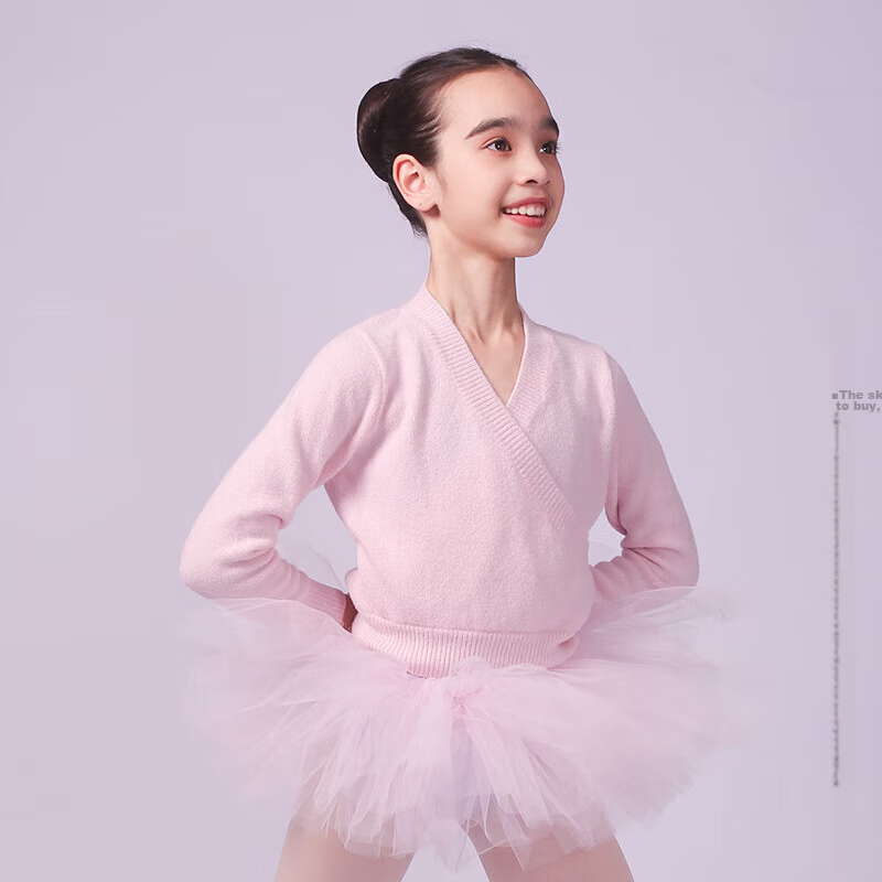 Sansha Children's Dance Warm-Up Top for Girls, Knitted Practice Ballet Dance Costume KT4030, Pink, S-M