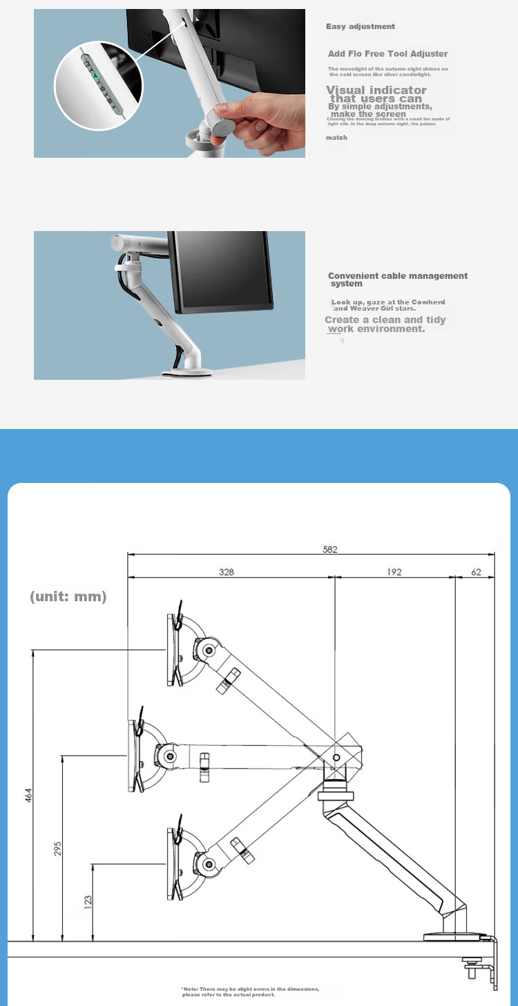 HERMAN MILLER CBS & Jingxuan Flo Monitor Stand, Computer Stand, Rotating Computer Stand, Desktop Adjustable Arm Support, Black 12