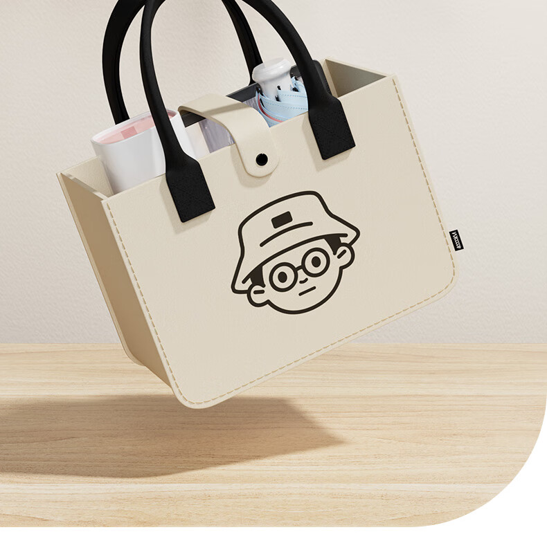 Siwangongli Felt Handbag, Portable Commuter Tote Bag, Canvas Bag, Simple College Student Shopping Storage Bag, Large Capacity Gift Bag 7