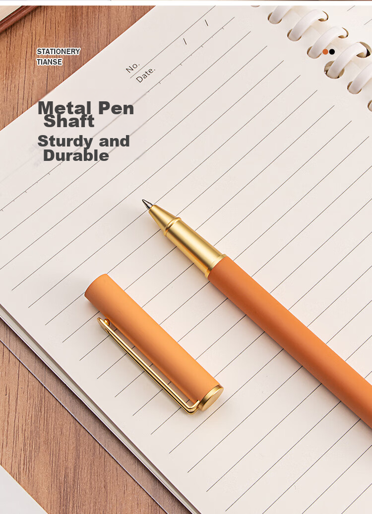 TIANSE 0.5mm Signature Pen Metal Gel Pen Stylish Design, Annual Meeting Gift, New Year Gift, Teacher's Day Gift, High-End Heavy-Feel Business Pen with Bullet Tip, TS-1220 Black Barrel Black Ink 8