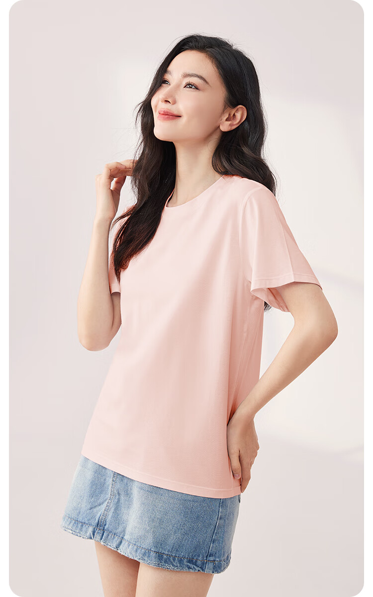 MiiOW Women's T-Shirt, Summer Lightweight Cotton Modal Cool-Feeling Short-Sleeve Round Neck Casual Versatile Undershirt 12