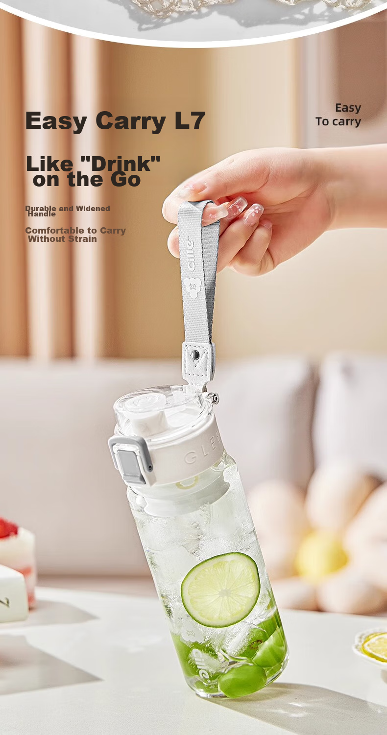 Cille Tritan Plastic Cup, Sports Water Bottle for Men And Women, Stylish Outdoor Cup, Portable with Filter, Snowball White, 680ml 7