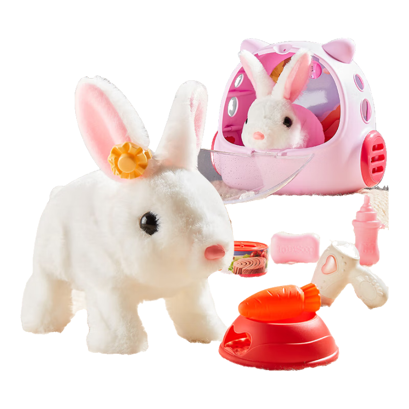 YaSiNi Children's Toy, Realistic Animal Electric Pet Rabbit Doll, Moves And Makes Sounds, Birthday Gift for Girls Aged 3-6