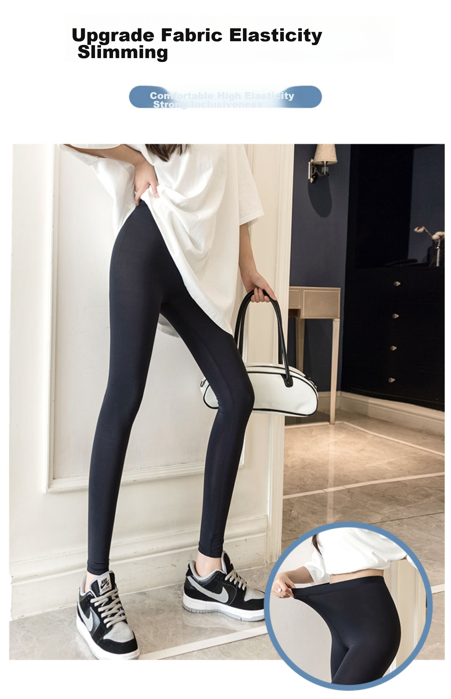 LangSha Women's Ice Silk Leggings for Outer Wear, Thin Summer Style, Elastic Silky Tight High-Waist Slimming Nine-Tenths Pants 4