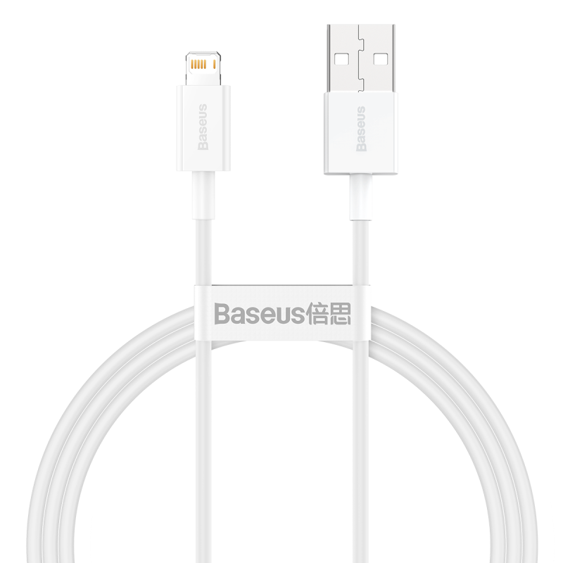 Baseus Apple Data Cable Fast Charging Cord Compatible with IPhone14/13/12Pro Max/XS/iPadPro/Air2, 1 Meter White Car Charger Cable for Mobile Phones