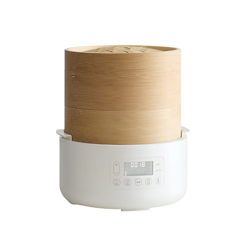 Olayks Steamer Bamboo And Wood Steaming Pot Electric Steamer Multi-Functional Breakfast Machine for Home Use Quick Heating No-Drip Timer Adjustable Temperature Upgrade Version 2-Layer