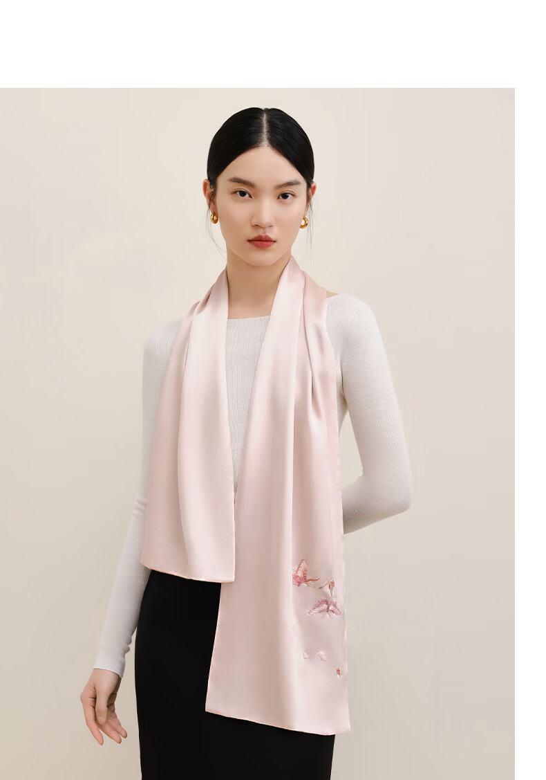 Wanshili Silk Scarf, Mulberry Silk, Intangible Cultural Heritage, Handmade Suzhou Embroidery, Long Shawl, Mid-Autumn Festival Gift, Holiday Present, Gift Box 10