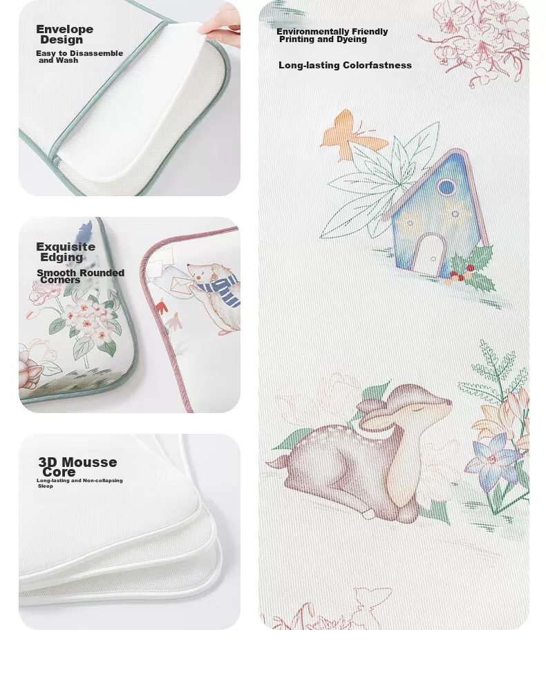 Beitaisi Baby Pillow, Summer Breathable, Ice Silk Cool Pillow, Newborn to 3 Years Old Children's Cloud Slice Pillow, Linglu Yingche 29