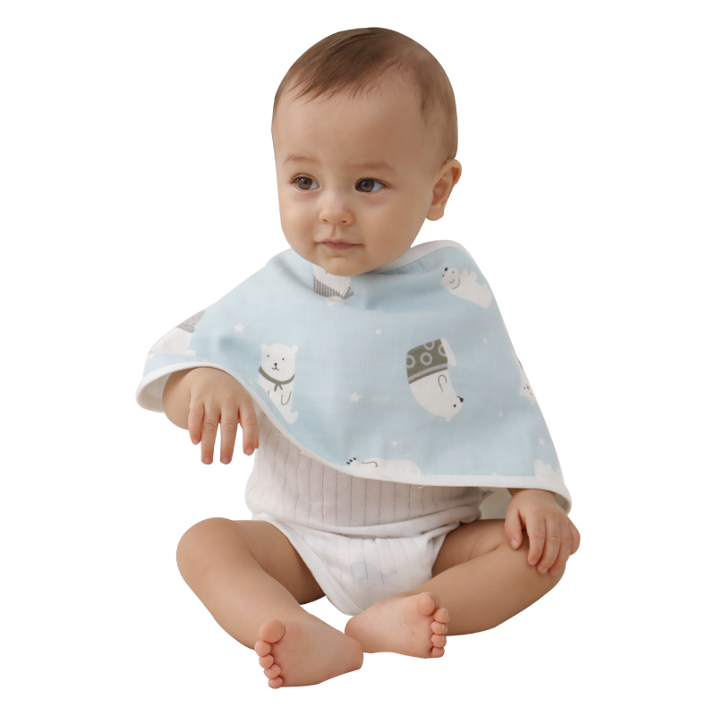 Xiqinbao Baby Burp Cloth, 6-Layer Gauze, Newborn Bib, Baby Cloud Pillow [2-Pack Class A], Blue