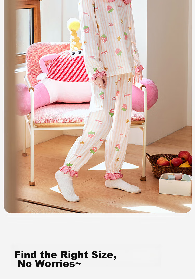 Dingguagua Girls' Pajamas, Pure Cotton Long-Sleeve Spring And Summer Princess Sleepwear Set for Children, 6018 150 14