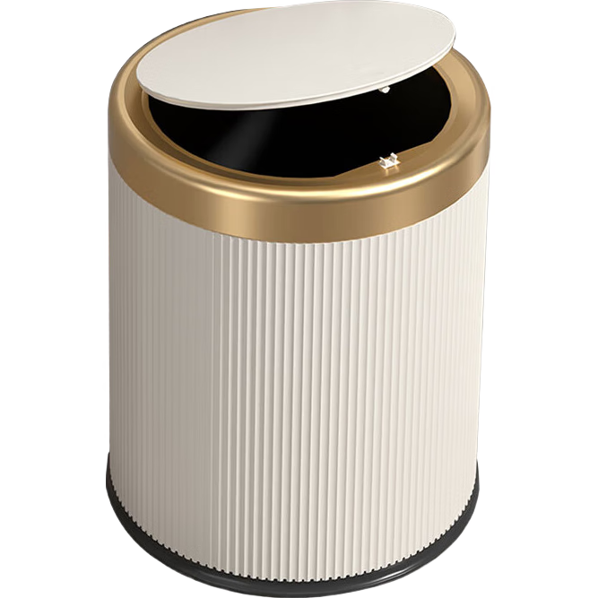 Feidasanhe Push-Button Trash Can, 12L White Luxury High-End Dual-Bucket Design, for Home Living Room Bedroom Kitchen Office Bathroom