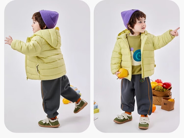 Dudujia Baby down Jacket, New Year Lightweight Children's White Duck Down, Warm Boys' Hooded Coat, Spring Festival Clothing, Green, Size 130 25