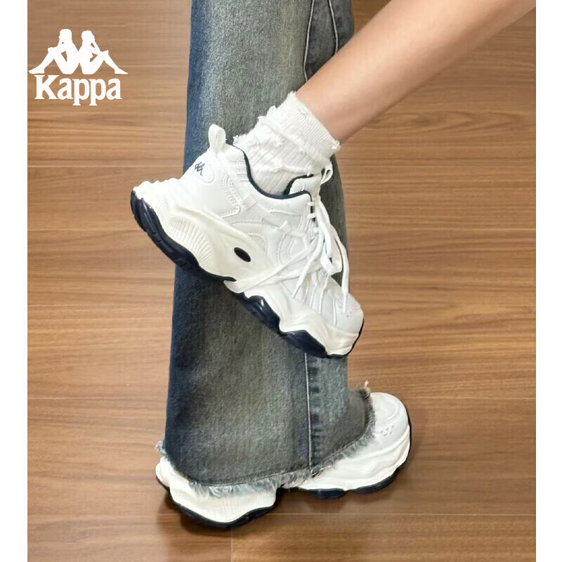 Kappa Women's Sneakers, Breathable Dad Shoes, New Autumn Casual Soft-Soled Heightening White Shoes for Women, Haichang Blue, Size 35