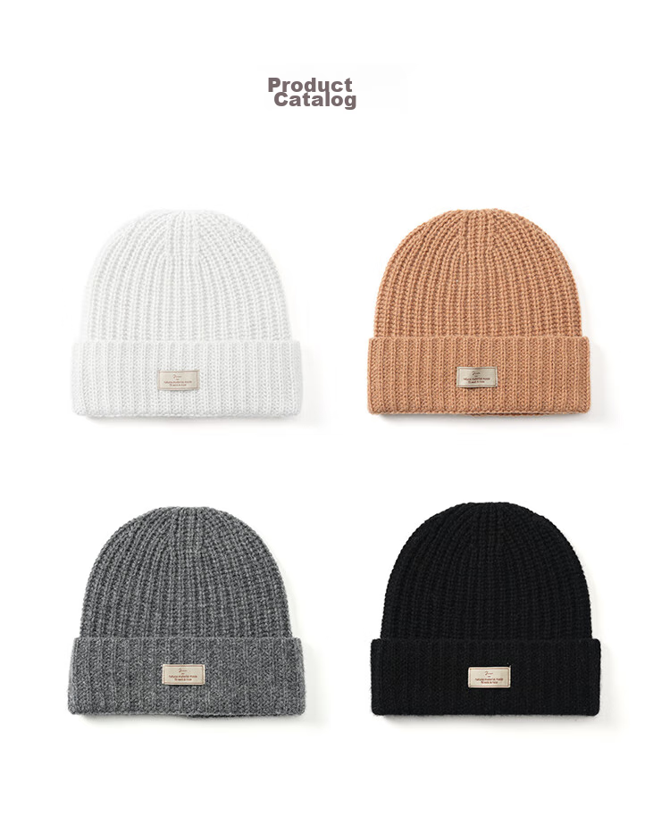 JIUMU Pure Wool Warm Knit Hat, Autumn And Winter Knitted Cap, Cold Hat, Winter Hat, Large Head Circumference Slouchy Hat, Cold-Proof Hat for Women in Winter 25