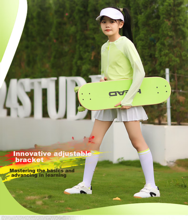 HEAD Children's Skateboard for Beginners, Four-Wheel Light-Up Double-Warped Skateboard for Boys And Girls Aged 3-9, Professional Entry-Level Skateboard, Magic Planet 3