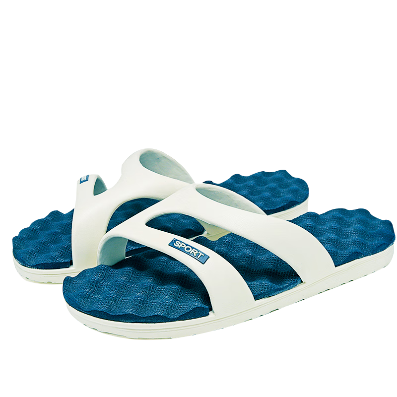 Huameijianbu Flip-Flops for Couples, Indoor And Outdoor Simple Lightweight Soft Elastic Beach Sandals HM219 Navy Blue Size 37-38