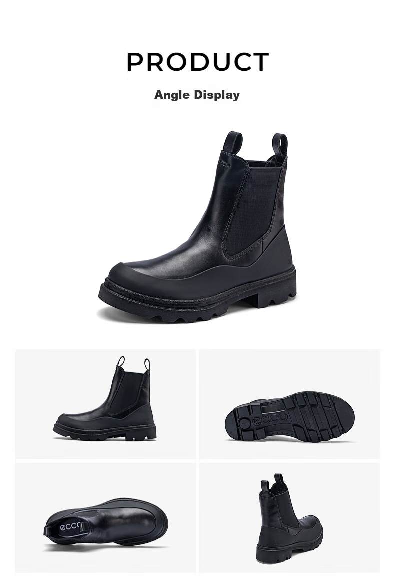 ECCO Women's Ankle Boots, High-End Brand Simple Commuter Thick-Soled Heightening Chelsea Boots, Innovative 214793, Black, Size 40 5