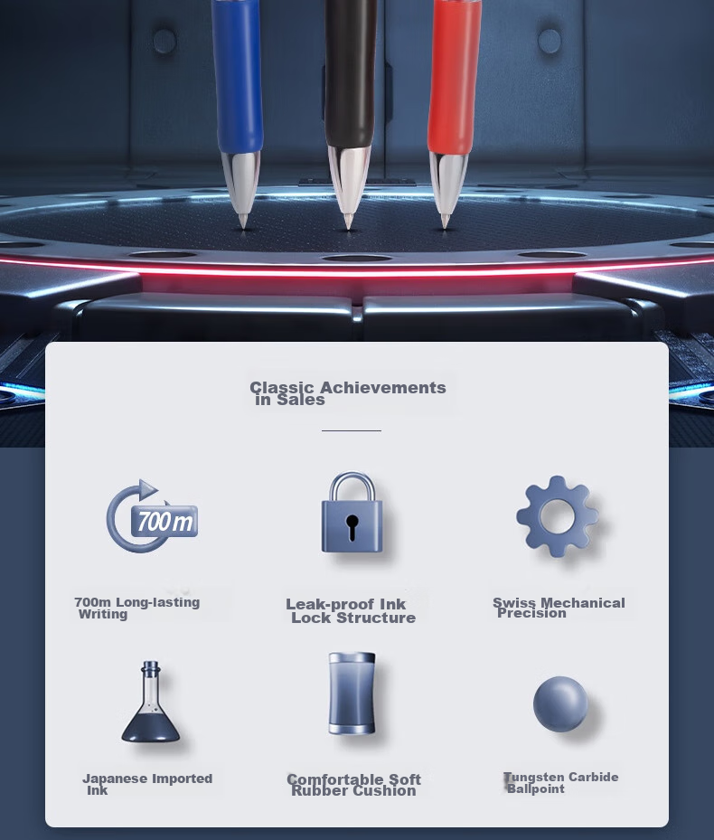 Deli S01 Gel Pen, Signature Pen, 0.5mm Bullet Tip, Exam Classic Office Retractable Pen, Water-Based Ink, Upgraded Large Capacity Long-Lasting Black, 5 Pens/box, 33880S 2