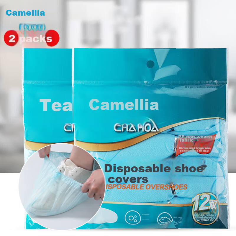 CHAHUA Disposable Thick Non-Woven Shoe Covers Large Size Reusable Non-Slip Foot Covers for Home And Computer Room Use, 48 Pieces