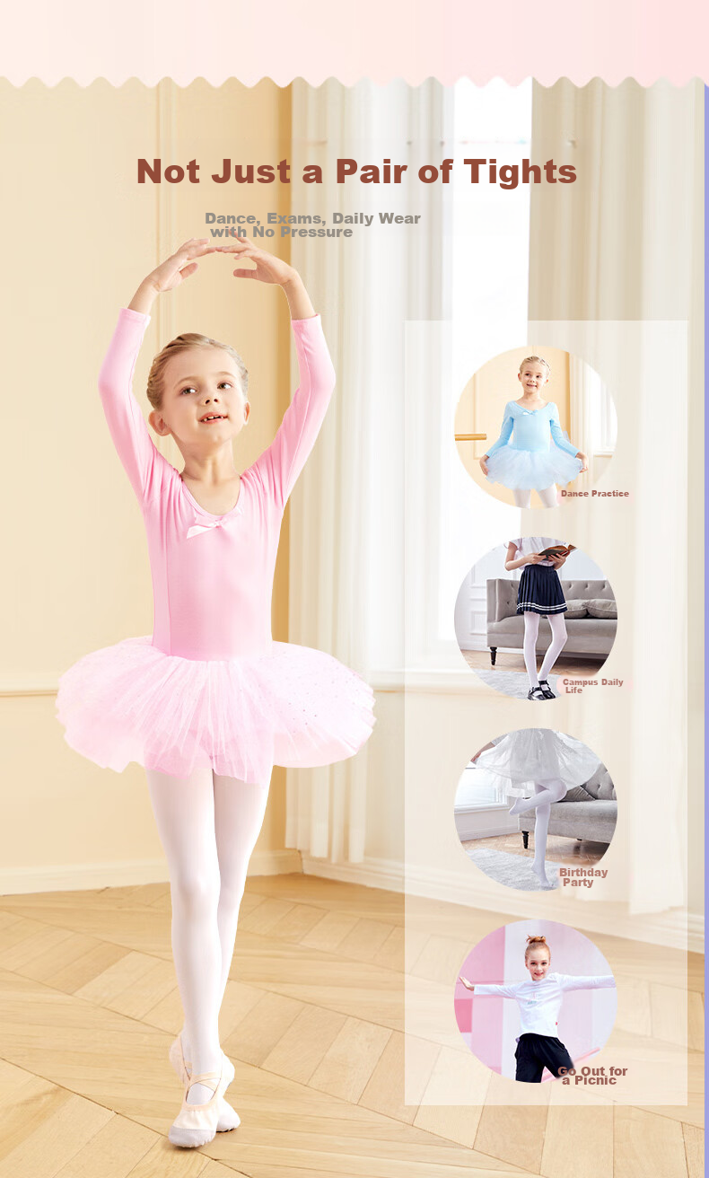 Aiwuge Children's Dance Tights, Thin Spring And Autumn Style, Pantyhose for Girls' Exams And Performances, Base Layer Socks, 180D - White, 2 Pairs, XL 14