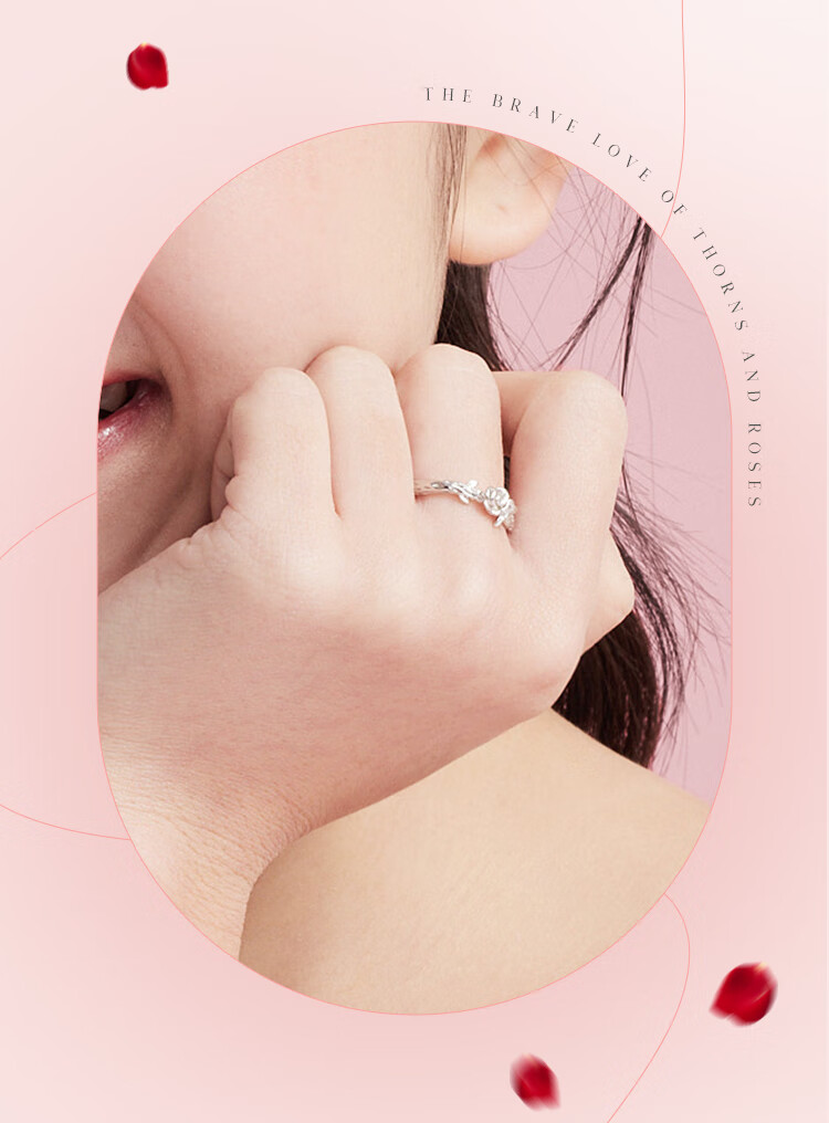 Clect Rose Vine Couple Rings, One Pair for Women, 925 Silver Elegant Jewelry, Fashionable Birthday Gift for Girlfriend 2