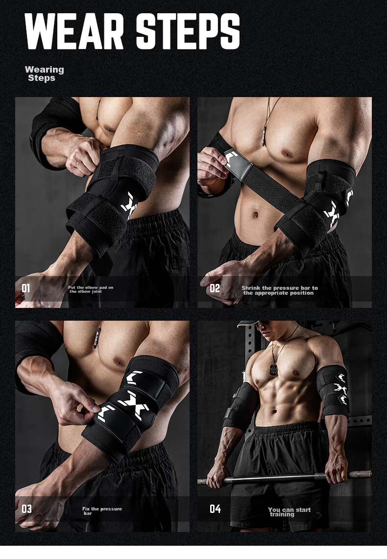 FITTER GEAR Fitness Elbow Guard for Men, Weightlifting Compression Barbell Strength Training Professional Joint Sleeve Elbow Protector 11
