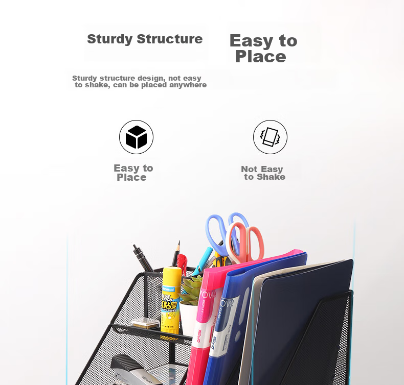 KW-Trio [No Installation Required] Desktop Metal Storage Organizer File Holder Document Basket File Rack File Stand / Stationery Organizer File Holder 4