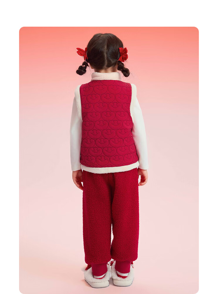 BALABALA Baby Vest Padded for Boys And Girls, New Year Red Fleece-Lined Top 3