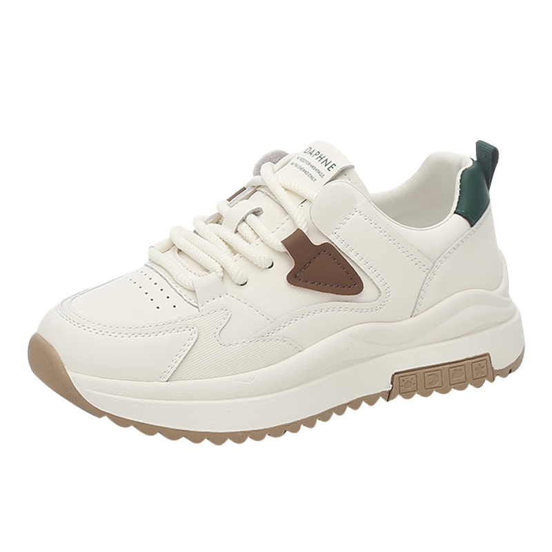Dafuni Women's Casual Sports Shoes with Thick Soles, Trendy Lightweight Comfortable Dad Shoes for Travel And Running, Beige Green Color, Size 35