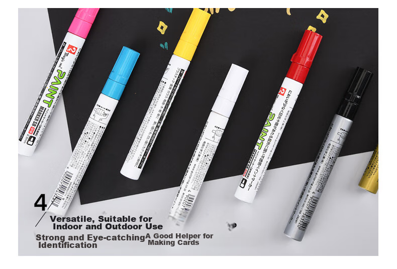 Nakabayashi Chulin Paint Marker, Highlighter Pen, Industrial Touch-Up Pen, 1.2mm Quick-Drying Graffiti Pen, Waterproof Non-Fading Oil-Based Marker, White Single Pen, 1.2mm 8