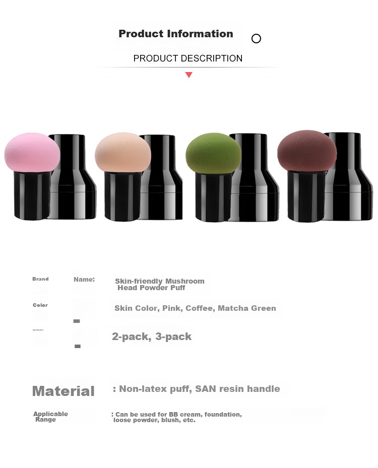 Jianyingshu Mushroom Head Powder Puff Set of 3, Makeup Sponge for Foundation And Blush, Dual-Use Wet And Dry Cosmetic Sponge, Non-Absorbing Powder Beauty Blender 4