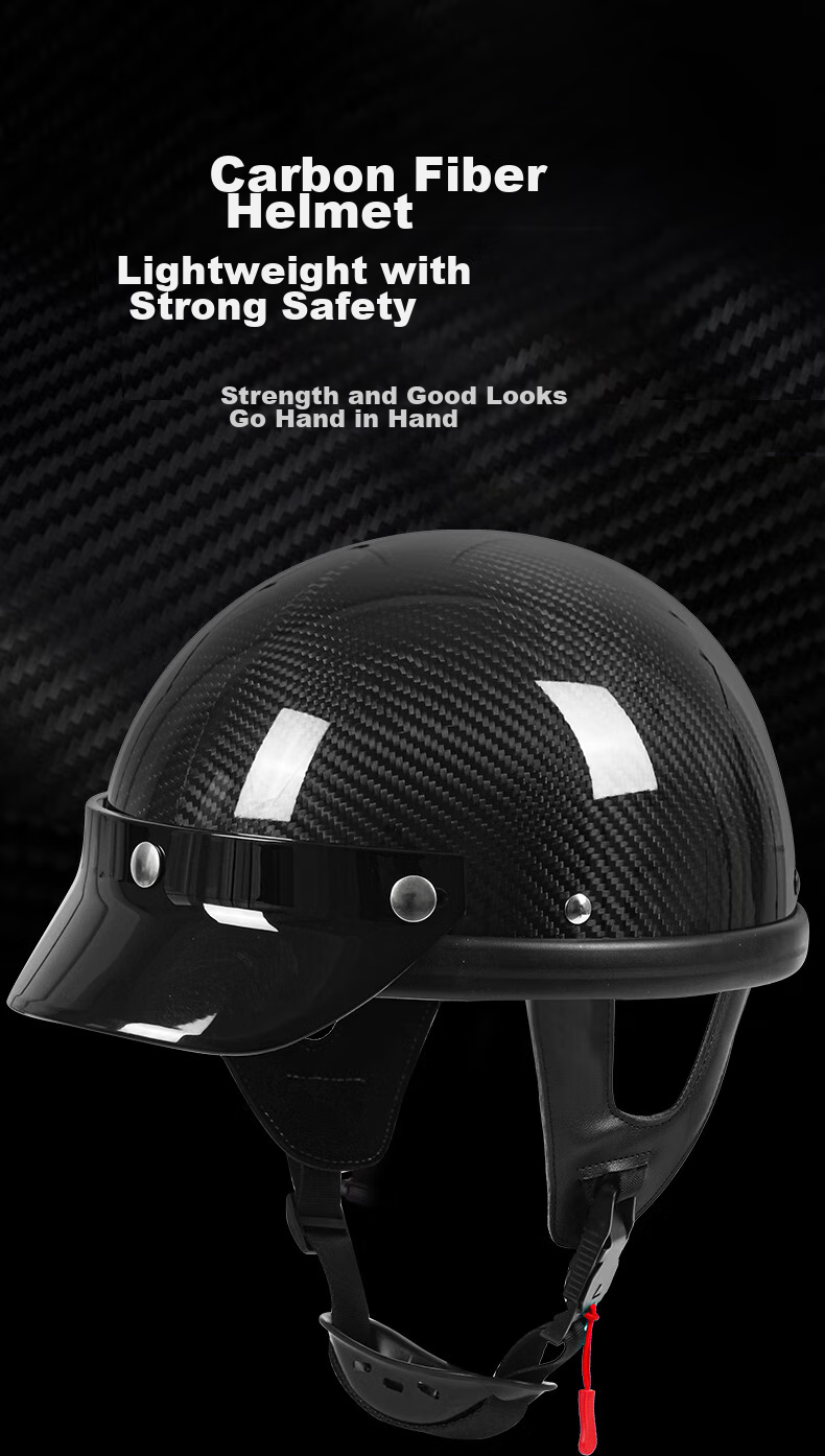 MYARMOR Carbon Fiber Electric Motorcycle Helmet New National Standard 3C Certified Summer Retro Half Helmet Unisex Lightweight Scooter Helmet Personalized Motorcycle Safety Helmet Black Gray Plaid XL  2
