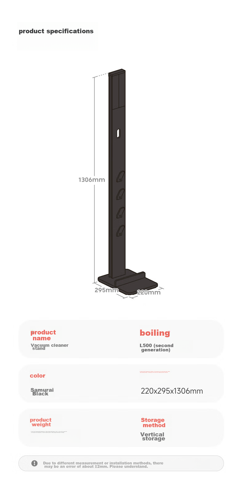 Brateck Vacuum Cleaner Stand, No Drilling Required Wall Mount Bracket, Suitable for Dyson Vacuum Cleaners G5 V8 V10 V12 V15 Storage Rack, Dyson Stand, Dyson Vacuum Cleaner Accessories L500 20