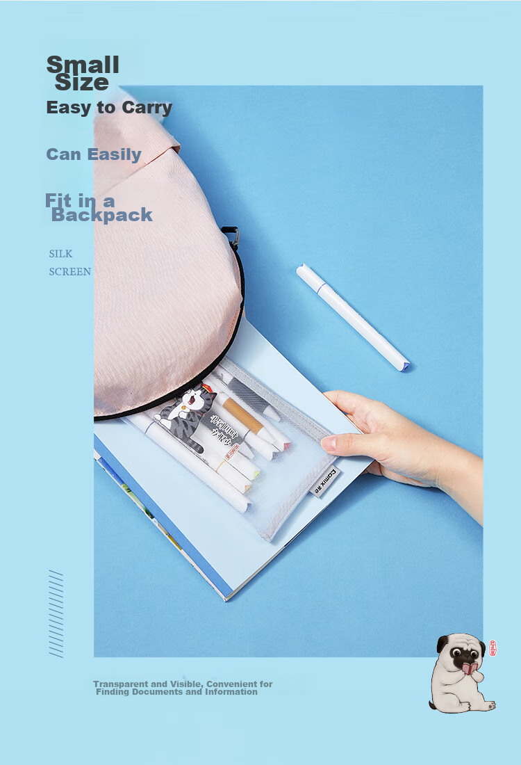 COMIX Transparent Pen Holder Exam-Specific Stationery Bag Mesh Pen Case Clear Pouch for Students, Postgraduate Entrance Exams, Civil Service Exams, Graduate School Entrance Exams, High School Entrance Exams, Durable Nylon Mesh XS-22 Gray 5