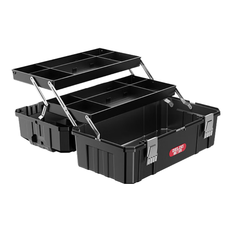 DELIXI Toolbox Industrial-Grade Household Set, Multifunctional Hardware And Art Box, Electrician's Multi-Layer Foldable Storage Case