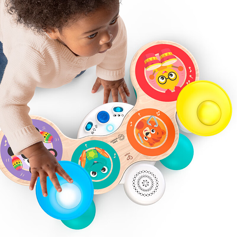 Hape Kindergarten Teaching Tool, Beginner's Jazz Drum Set with Smart Mixing Touch Control Drums, Gift for Boys And Girls, 800-900