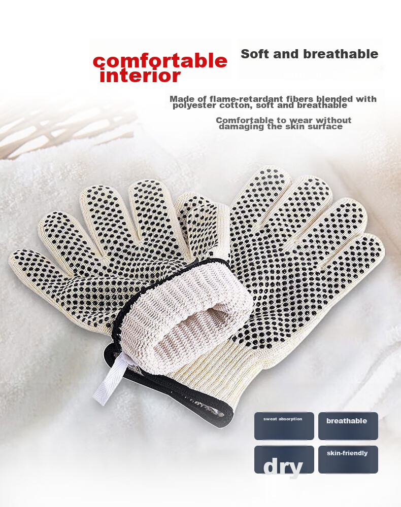 SHENGLI Heat-Resistant Gloves, 500-Degree Anti-Scalding Gloves, Industrial-Grade Thickened Insulated Double-Sided Silicone Non-Slip, Barbecue Oven Microwave Labor Protection Gloves, 1 Pair, GHX500D 7