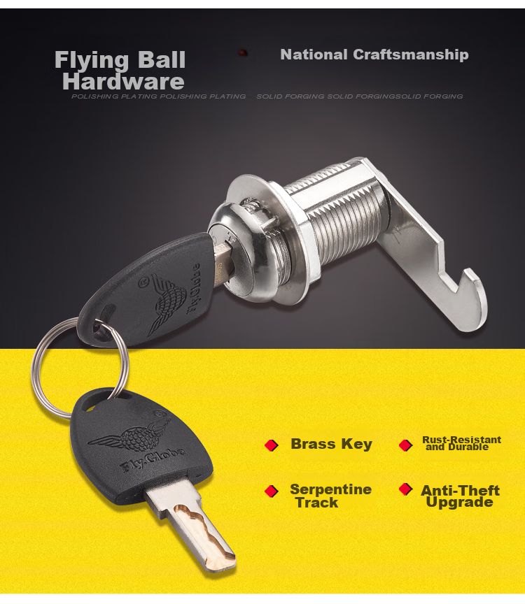 Fly.Globe Office Desk Drawer Lock Furniture Lock Bedside Table Lock Anti-Theft Blade Lock Cylinder FQ-A04 8