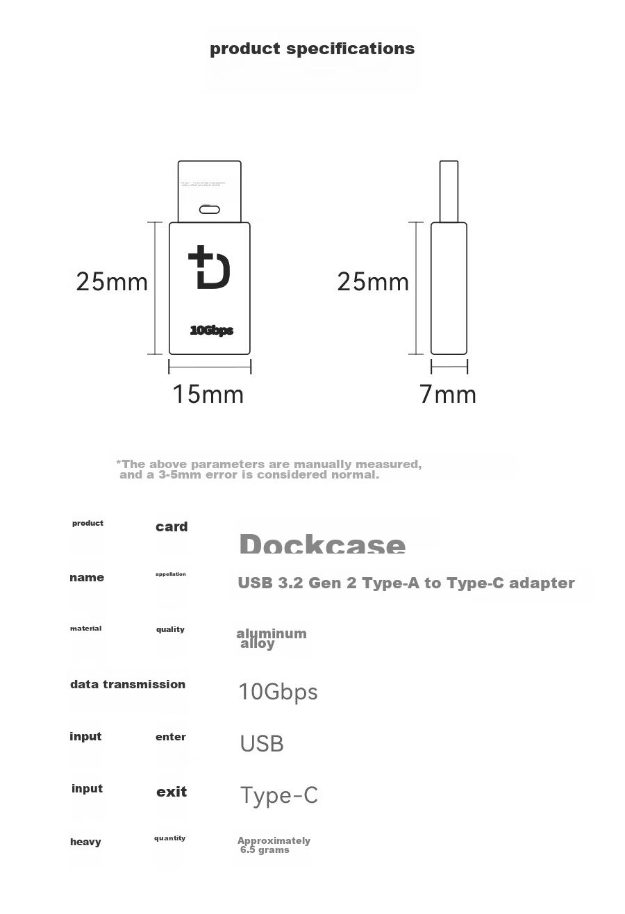 DOCKCASE USB to Type-C High-Speed Adapter, 10Gbps Android OTG14 Converter, Compatible with Headphones, Charging Cables, Smartphones, Laptops And Desktop Computers 9