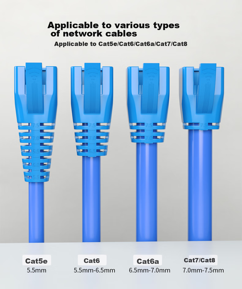 CNCOB Crystal Head Cover, Category 6 Eco-Friendly DIY Cat5e Network Cable Connector, Dustproof And Waterproof RJ45 Network Category 7 Crystal Head Protective Cover, Transparent Color, 100 Pieces/bag, CN-SR0BC 3