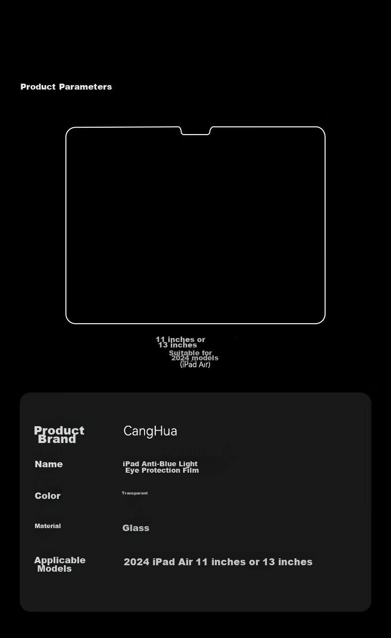 CangHua Tempered Glass Screen Protector for 2026 IPad Air 11, Eye Protection Anti-Blue Light, 11-Inch M4 Chip, Compatible with 2025 IPad Air 8/7/6 Apple Tablet Protective Film 17