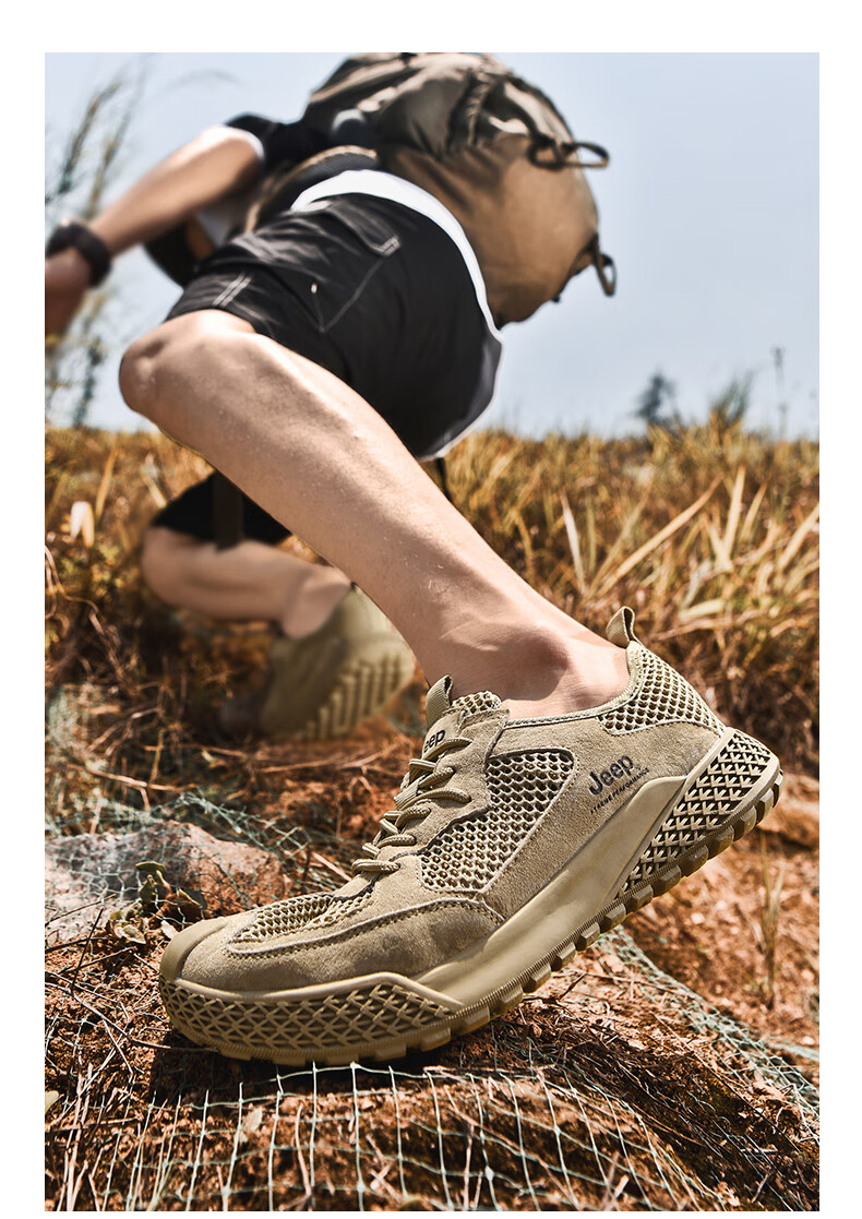 JEEP Hiking Shoes for Men, Outdoor Sports Shoes, Breathable Sandals, Wear-Resistant River Tracing Shoes, Mesh Running Shoes, Non-Slip Mountaineering Shoes for Me 15