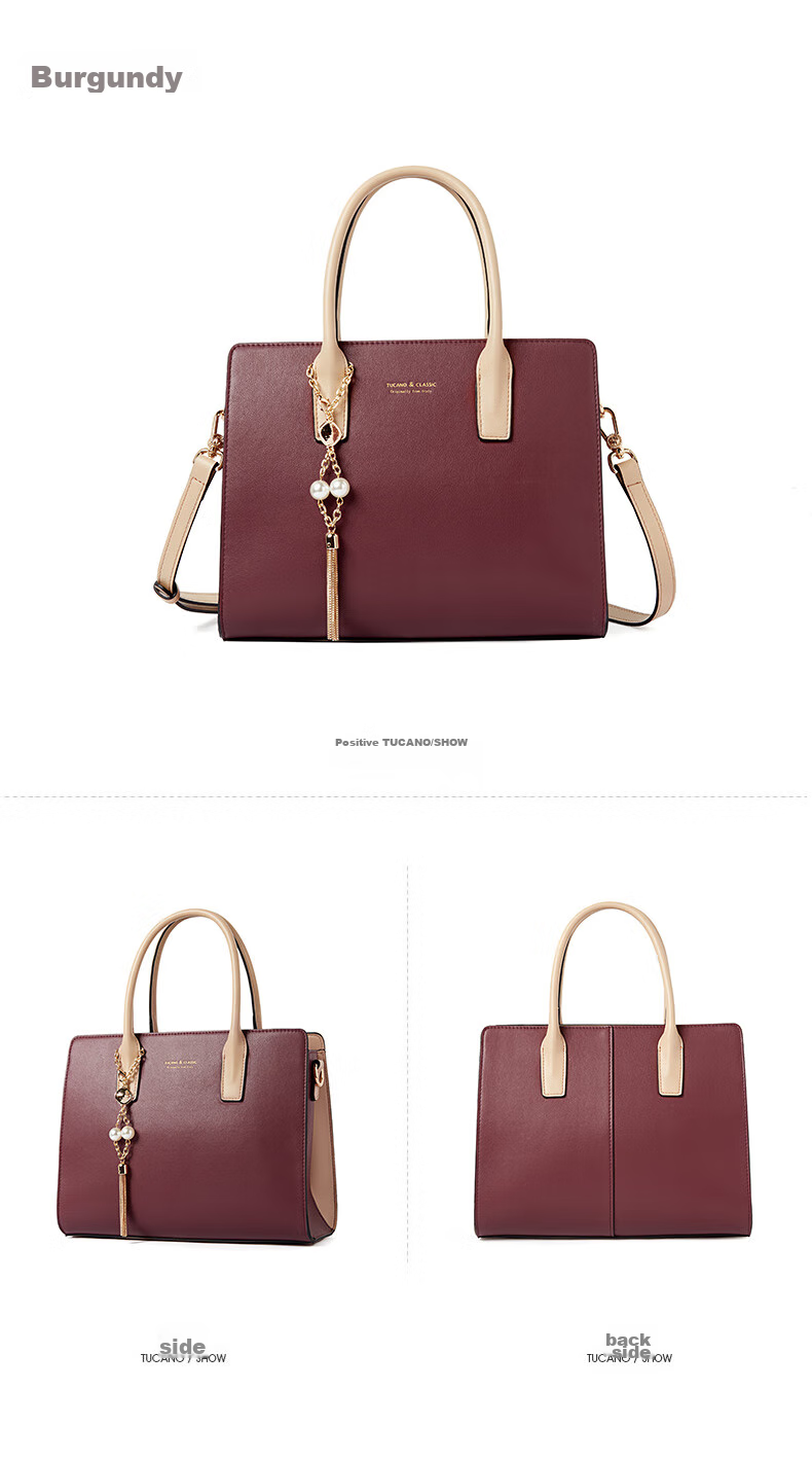 TUCANO Women's Handbag, 2026 New Cowhide Leather Tote Bag, Light Luxury Kelly Bag, Ladies' Shoulder Crossbody Bag, Birthday And 520 Gift 21