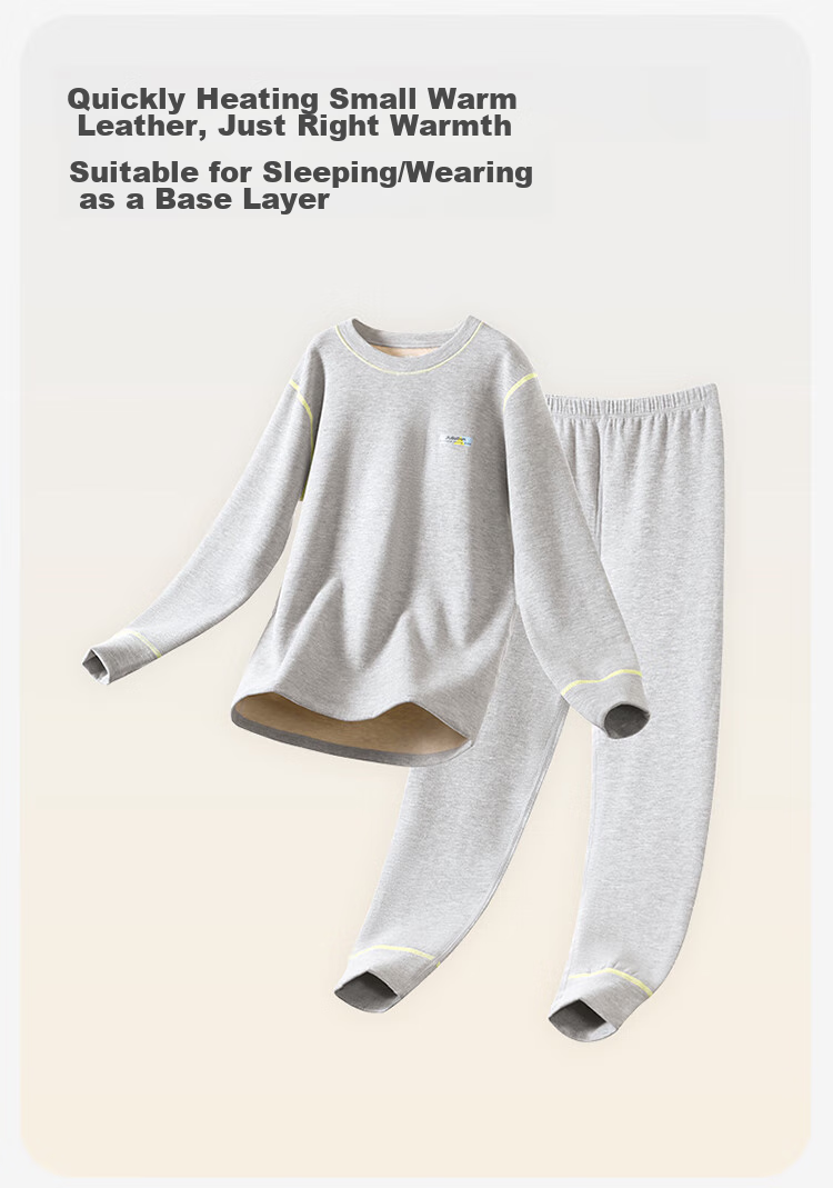 Jiusuiban Children's Thermal Underwear, Boys' Autumn And Winter Medium-Thick Fleece-Lined Cotton Sweater And Pants, for Older Kids, Fleece-Lined Top And Bottom 6