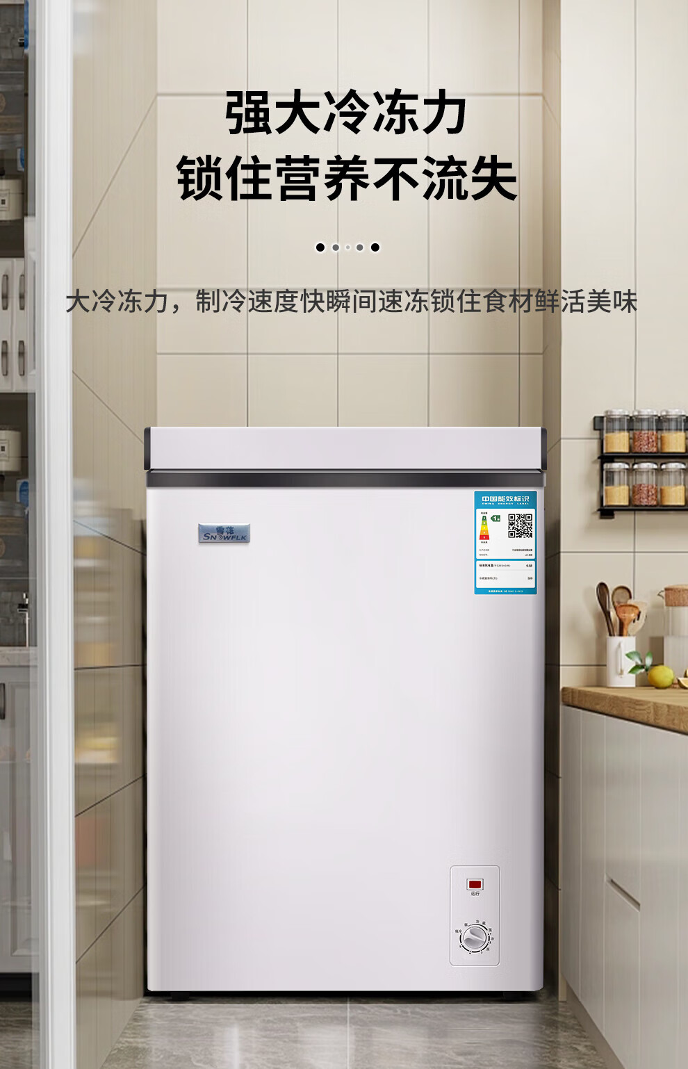 雪花(snowflk)家用单温冷柜超市冰柜大容量商用卧式小型冷藏柜冷冻柜