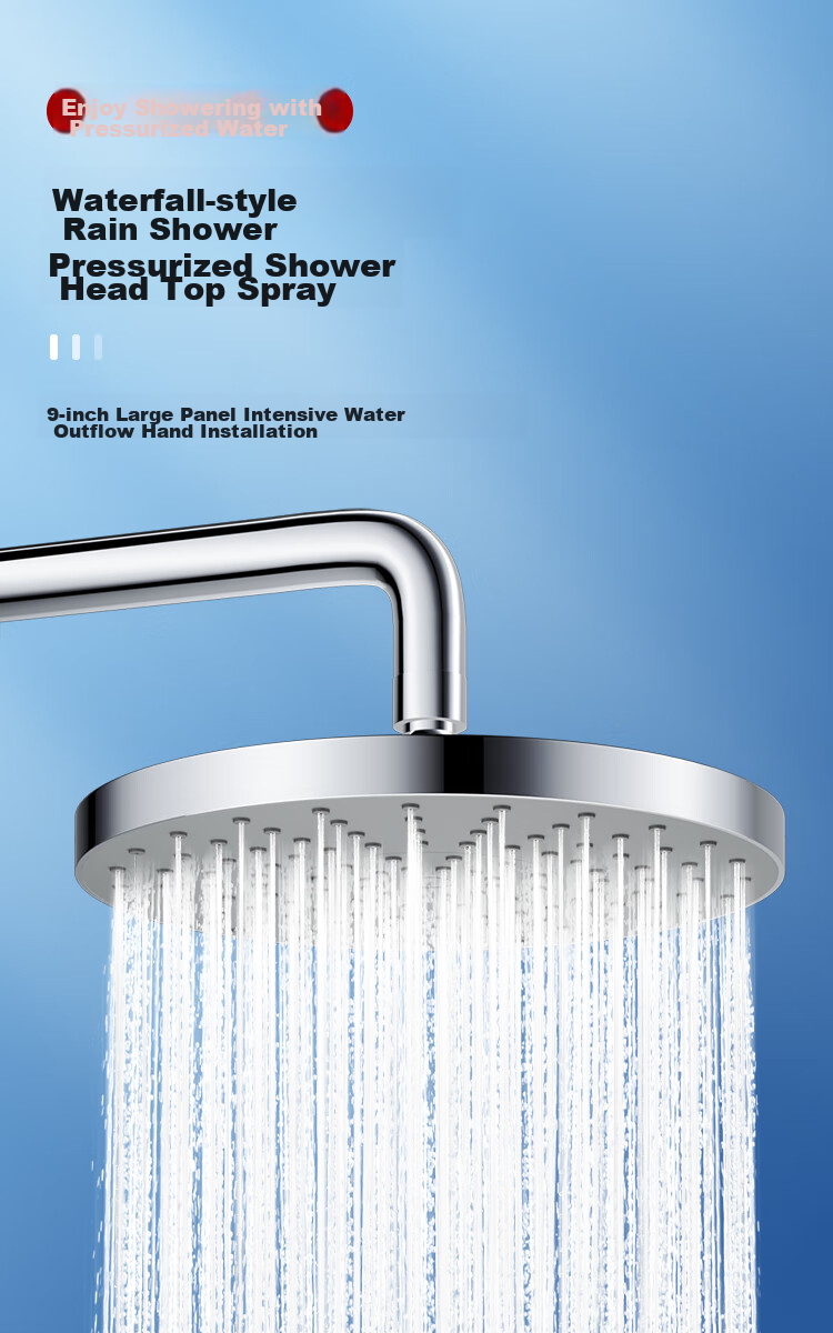 Larsd Top Spray Shower Head, Shower Head with Top Spray, High-Pressure Water-Saving Ultra-Thin Round Large Top Spray AL8075 1