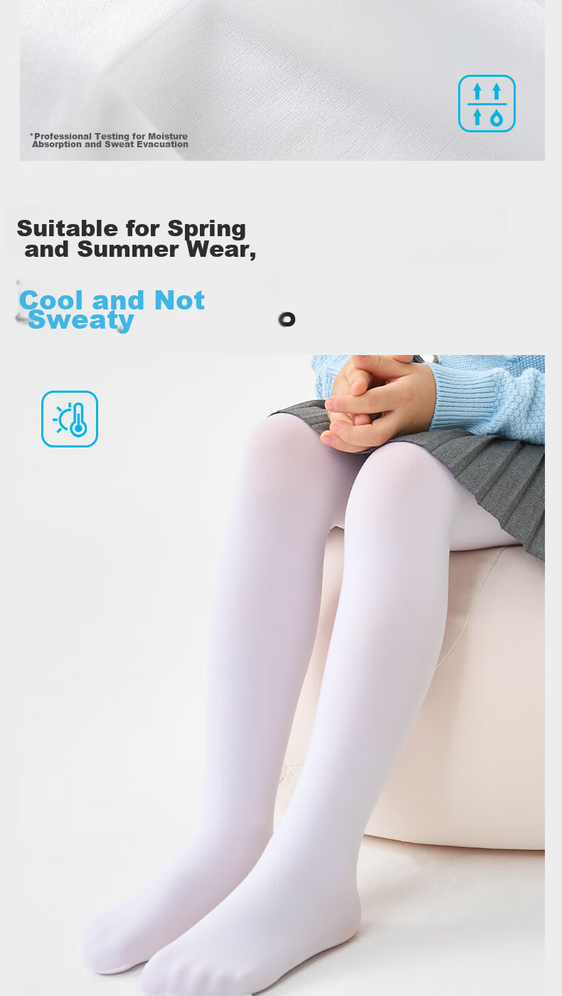 Ailatu Children's Dance Tights for Girls, All-Season Versatile Leggings, Practice Socks, Exam Tights for Students, White Socks 5