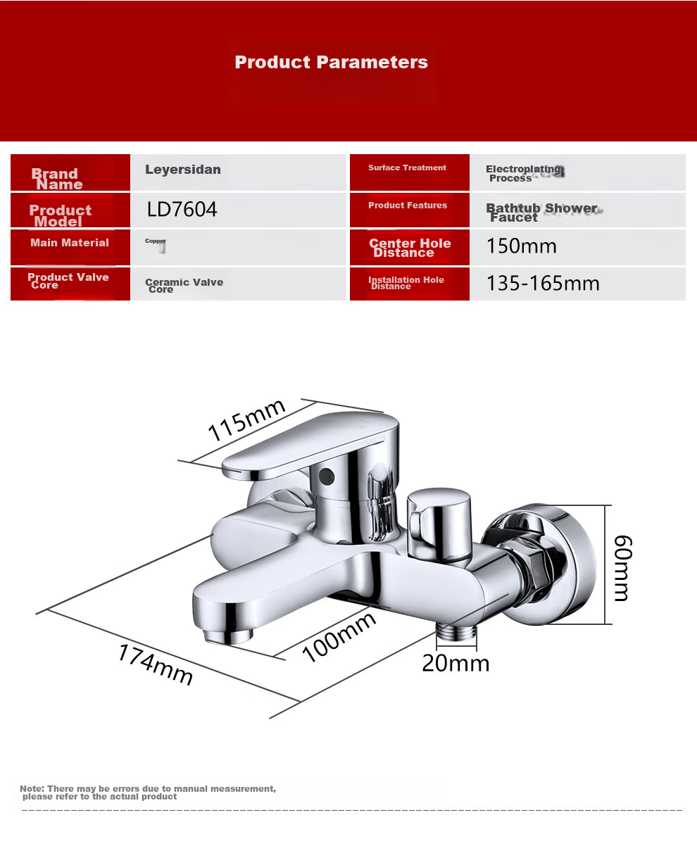Larsd Shower Mixing Valve, Copper Body, Bathroom Hot And Cold Three-Way Shower Switch, Shower Bathtub Mixing Faucet LD7604 13