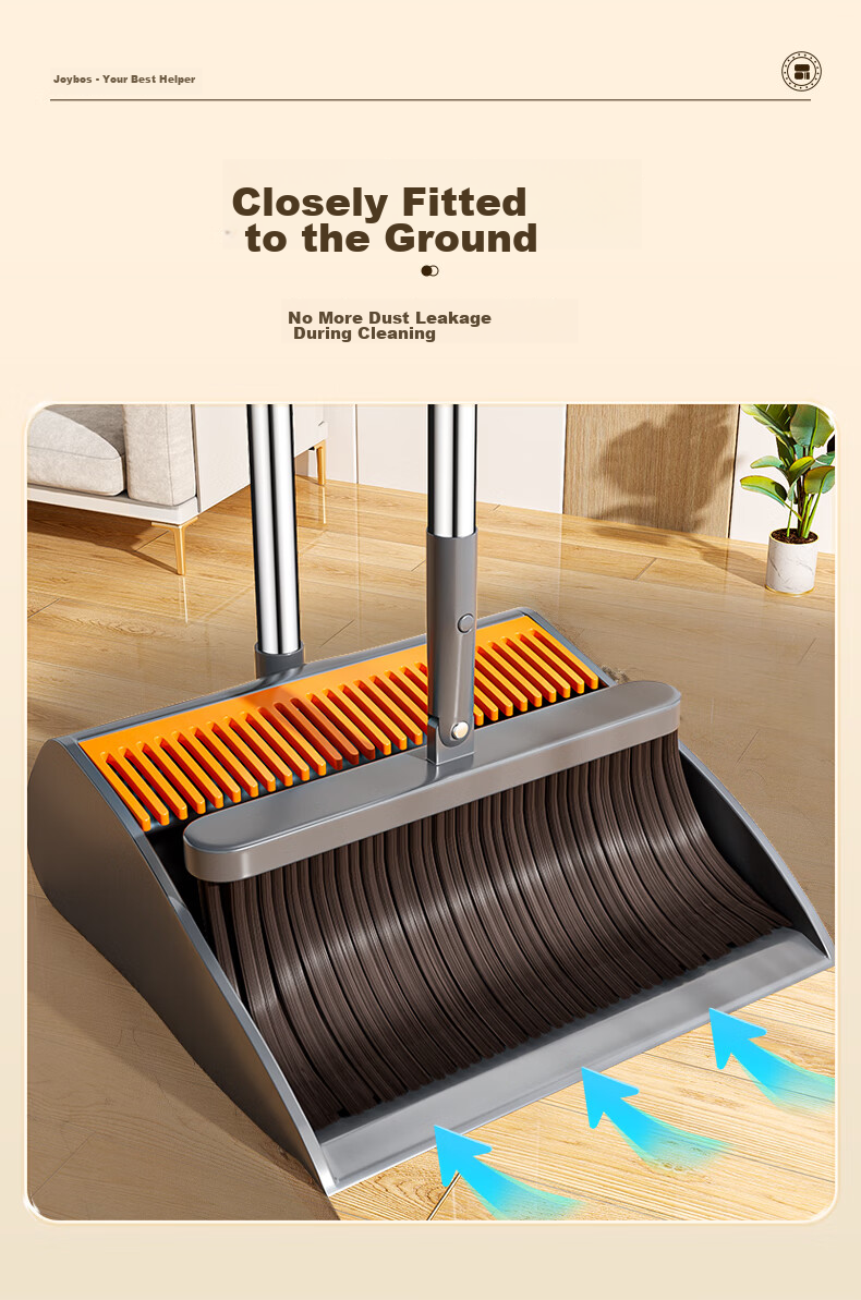 Jiabangshou Two-Piece Broom Set, Household Cleaning Tools Including Broom And Dustpan, Effective at Preventing Dust Leakage 3